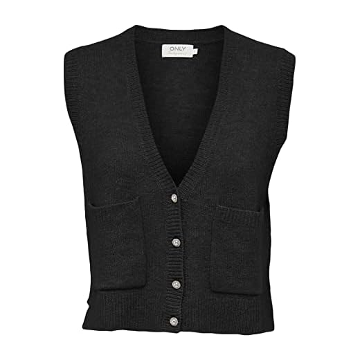 ONLY Stickad väst för damer, ONLRUEBELLE S/L VEST KNT, svart, M