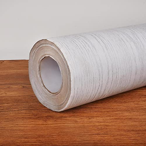 Image of 3D White Wood Wallpaper PVC Self Adhesive Wooden Wall Paper Cabinets Home Office, Furniture, Door, Wardrobe, Kids Room, Decoration (45 x 500 cm)