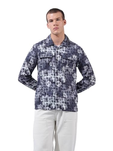Chemise imprimé géométrique manches complètes homme en coupe régulière pour un confort total