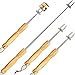 Premium Marshmallow Roasting Sticks, Retracting Smores Sticks for Fire Pit, Campfire Roasting Sticks, Campfire Accessories, Hot Dog Skewers, Camping Gifts, Glamping Gear, Wood & Stainless Steel (Oak)