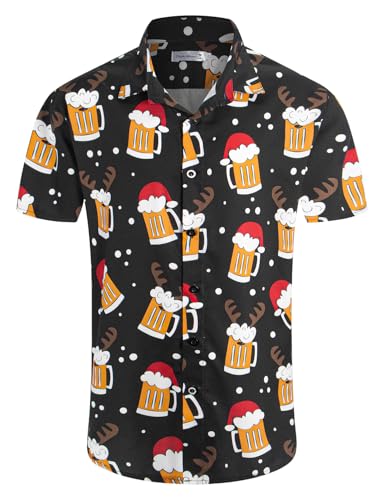 Image of Yoimira Hawaiian Shirts for Men, Print Mens Casual Short Sleeve Button Down Shirts Floral Aloha Beach Shirt