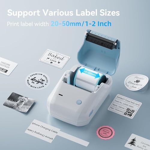 Image of NIIMBOT B1 Label Maker with Tapes Set, 2 Inch Thermal Printer, Sky Blue | Labeling for Home Office School Small Business, Crafts, Retail,Support Smartphones & PC,Come With 3 Rolls Tapes