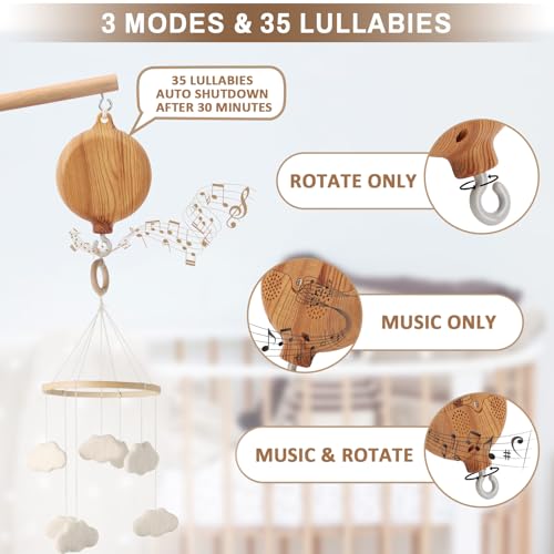 image for EBINGMIMA Floor-Standing Crib Mobile Arm with Music Box - 65 Inch Mobi