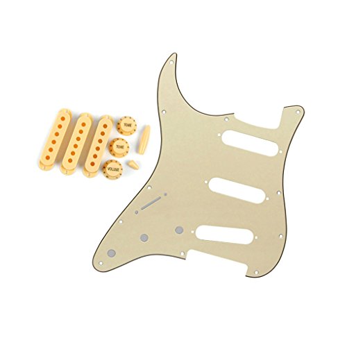 FLEOR SSS Style Pickguard pour guitare Stratocaster pour gaucher avec couvercles de micro 48/50/52 mm 2T1V et embouts… - Les Beatles, Paul McCartney, John Lennon, RIngo Starr, George Harrison FLEOR SSS Style Pickguard pour guitare Stratocaster pour gaucher avec couvercles de micro 48/50/52 mm 2T1V et embouts… – Image 3