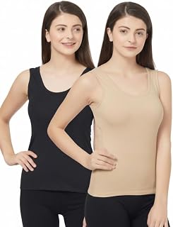 Oxinexx Pure Cotton Tank Tops for Woman Stretchable Sleeveless Camisole Tops, Soft & Comfortable Spaghetti Inner wear for ... Price In India