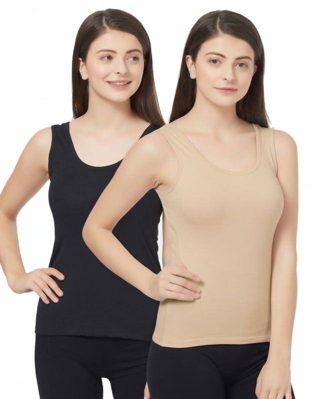 oxinexx Pure Cotton Tank Tops for Woman Stretchable Sleeveless Camisole Tops, Soft & Comfortable Spaghetti Inner wear for Gym, Yoga, Casual Wear-picture-41