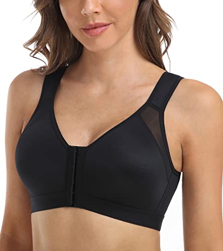 Dotvol Women's Comfort Front Closure Back Support Full Coverage Non Padded Wirefree Everyday Bra(Seamless Black,32C) #TOP3