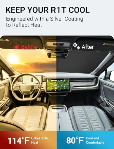 Image of Proadsy Windshield Sunshade Custom for Rivian R1T 2022-2025 2026 Block Sun & UV Foldable 4-Layer Front Window Car Shade Protector Prime Accessories