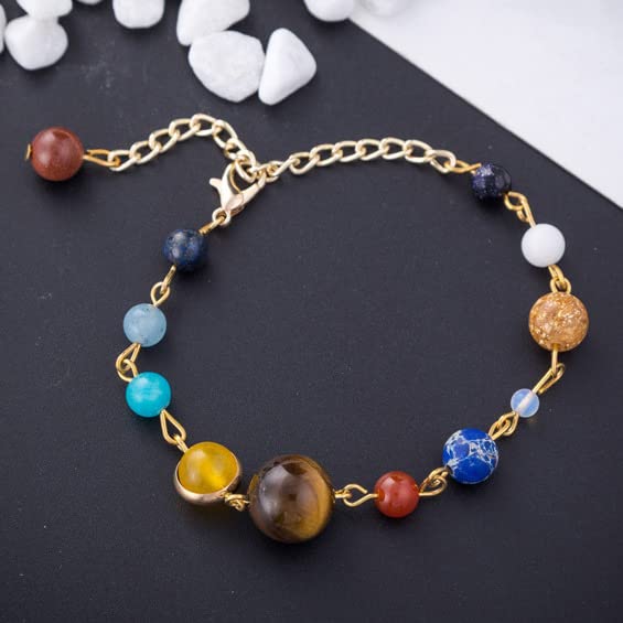 COLORFUL BLING Natural Stone Beads Solar System Bracelet Universe Galaxy The Eight Planets Guardian Star Bracelet Jewelry Healing Yoga Chakra Gifts for Women3