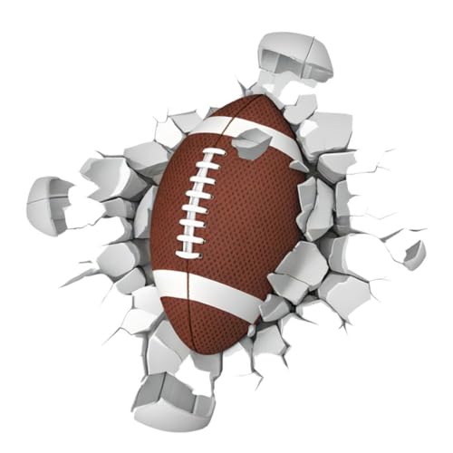 Cabilock Sticker Mural Déco Sportive Ballon de Rugby Cassé 3d, Autocollant Mural Chambre Garçon et Filles, Décoration Murale Thématique Maison, Fond...