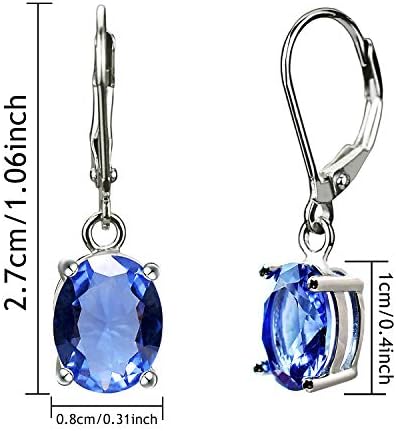 Sterling Silver Cubic Zirconia Earrings Crystal Teardrop Drop Earrings Hypoallergenic Rhinestone Dangle Earrings Sparkly Hoop Earrings Round Lever back Earrings Elegant Jewelry Gift for Women Girls