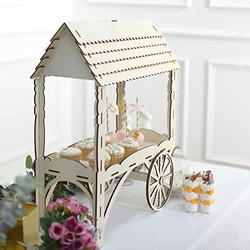 Efavormart 25" Mini Natural Wooden Tabletop Dessert Display Sweet Stall, Candy Cart Cupcake Stand #TOP5