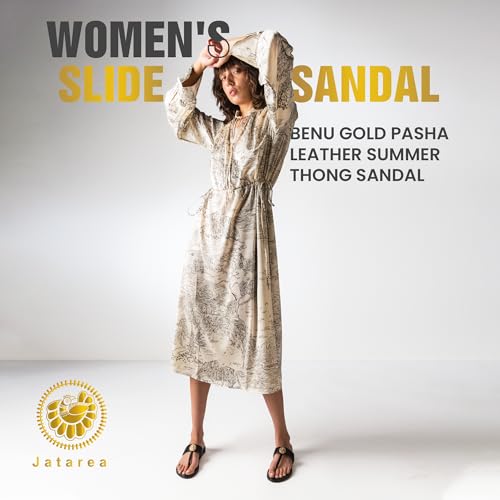 Image of JATAREA Slip-On Flat Toe Post T-Strap Sandals for Women