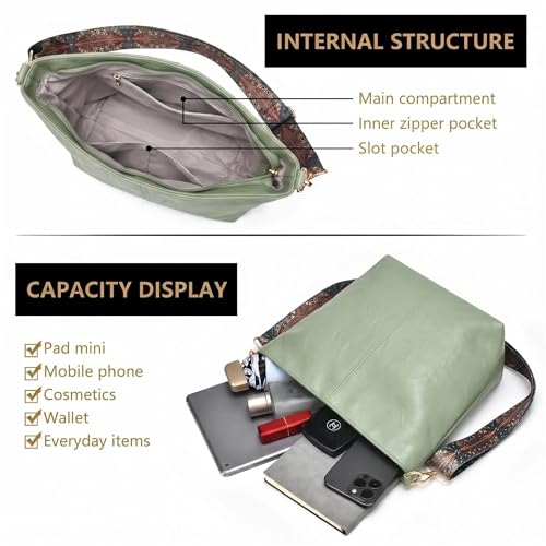 Image of Fashion Hobo Bags for Women Vegan Leather Crossbody Bag with Guitar Strap Shoulder Purses and Handbags