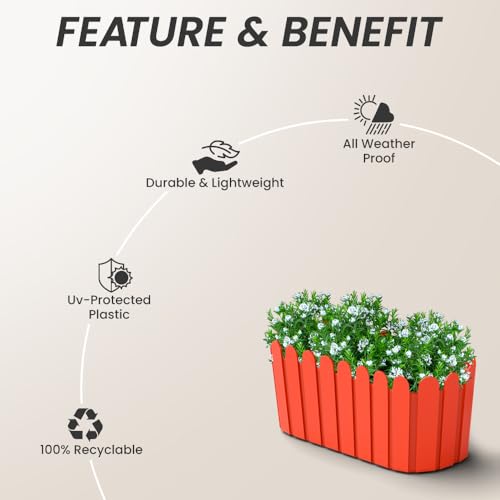 Image of YUCCABE ITALIA SHERA Fence-TRA 14 INCH Plastic Flower Pot Suitable for Inddor Outdoor Kitchen Garden
