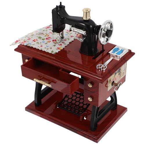 Cabilock Sewing Machine Mini Music Box Vintage Sewing Music Box Clockwork Vintage Musical Classical Desk Decor Home Crafts Table Desk Decoration