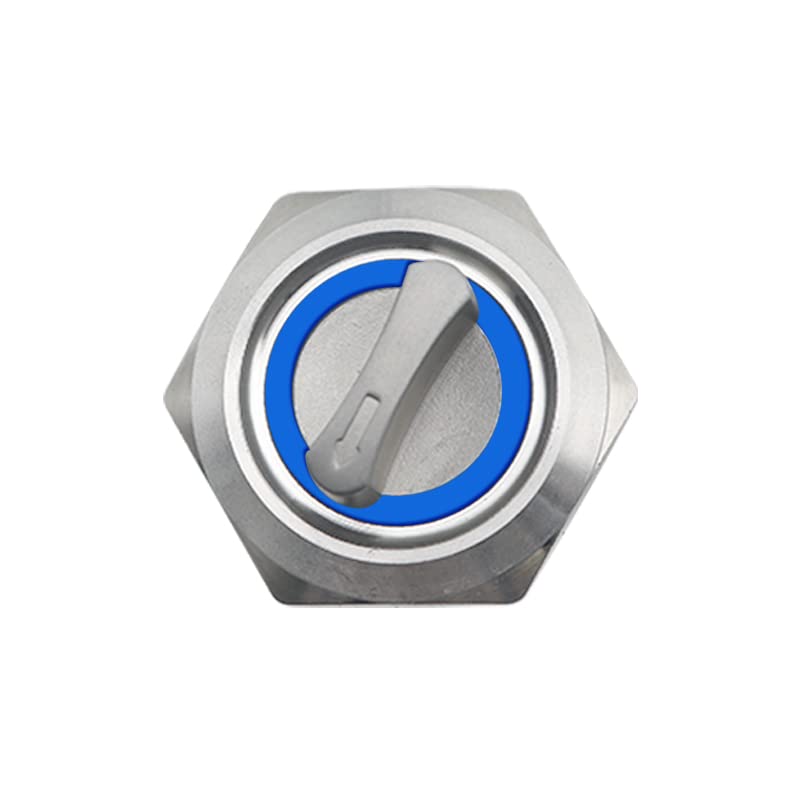 Self-return Momentary Self-locking Fixation Waterproof DPDT Illuminated Metal Selector Knob Rotary Switch 2 3 Position LED Lamp - (Bule Led/Voltage: 12-24V/ : 22MM/ SD: 3 Position Latching)