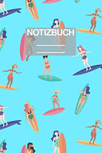 Notizbuch A5 Muster Sommer Surfer Surf Aloha Girl Frauen Mädchen: • 111 Seiten • EXTRA Kalender 2020 • Einzigartig • Kariert • Karo • Raster • Geschenk • Geschenkidee