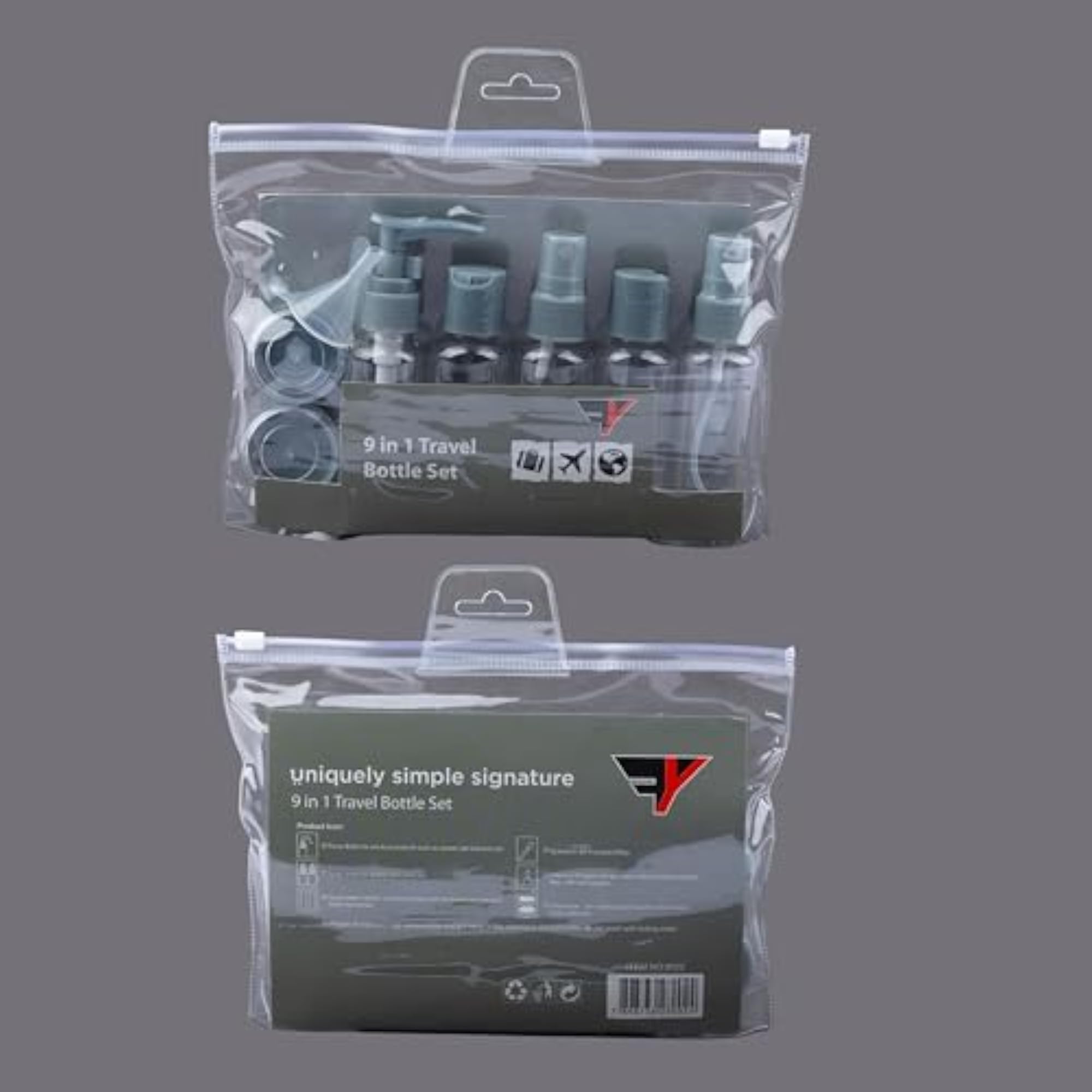 9 Pcs Refillable Travel Bottles Set for Toiletries