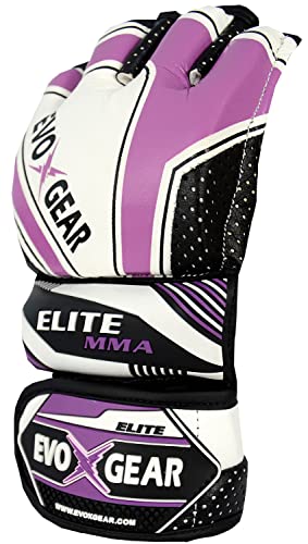 Evoxgear Elite Mma Gloves For Men & Women Workout Gloves, Training Gloves, Muay Thai Fingerless Open Palms Punching Bag Grappling Gloves For Martial Arts Mitts (S, Purple) #TOP2