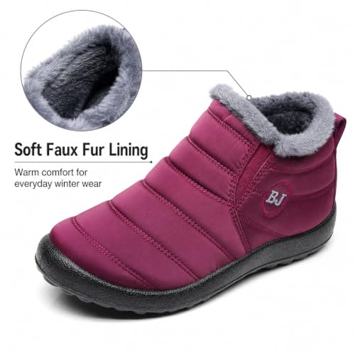 Image of Winter Snow Boots for Women Men, Lightweight Water-Resistant Boots | faux fur lining, rubber sole, warm winter wear, dog walking, errands, light snow, indoor outdoor