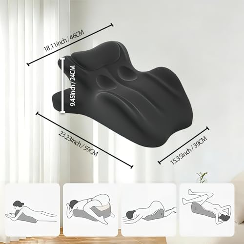SoirFanTlio Multifunctional Pillow, Featuring Breathable Memory Foam Waist Support, Large Size with high Resilience, Provides Comprehensive Support (Black)