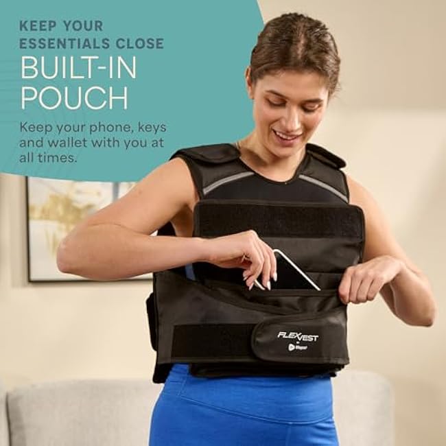 Lifepro 2-in-1 Adjustable Weighted Vest + Ankle Weights (15 & 20lbs) - Running weighted vest for Women & Men with Reflective Stripe, Phone Pocket - Workout Equipment for Strength Training & Fitness