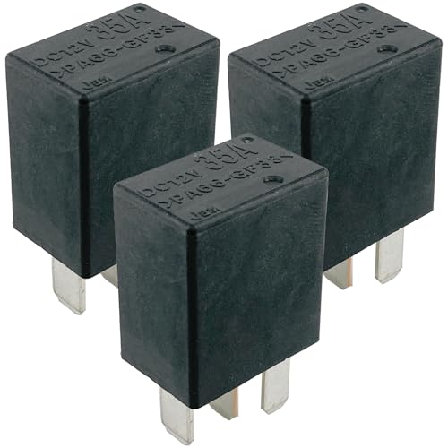 PA66-GF33 Material Automotive Relay (3-Pack) DC12V 35A 4-Pin SPST - Compatible with Various Vehicle Electrical Systems