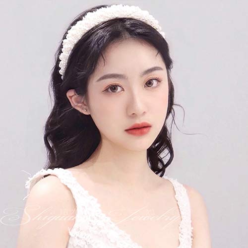Mhdgg Pearl Headbands For Women White Bling Faux Pearl Rhinestones Hairbands Bridal Hair Hoop Wedding Hair Accessories For Women Girls #TOP4