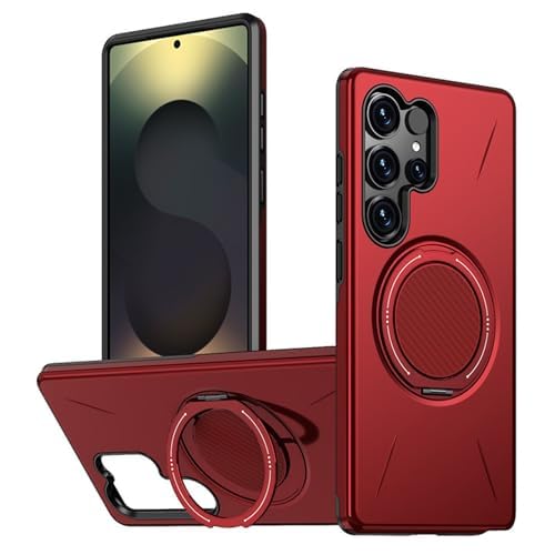 For Samsung Galaxy S26/S26 Plus/S26 Ultra�p�}�O�l�b�g���P�[�X�A��]�����O�X�^���h�t���X�����ϏՌ��J�o�[�A���C�����X�[�d�P�[�X,S26 Plus,Red