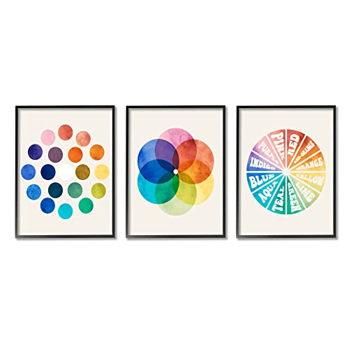Image of 'Primary Tones Blended Hue Chart'| 3pc Framed Giclee Art Set 3 | Stupell Industries | Black, 16 x 20 Inches, Easy to Hang and Sturdy, Made in USA, by Lil' Rue