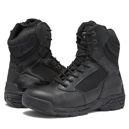 Image of Magnum Stealth Force Waterproof Tactical Boots for Men, Military Combat Boots Men, Black Work Boots with Side Zipper - Back, Extra Wide