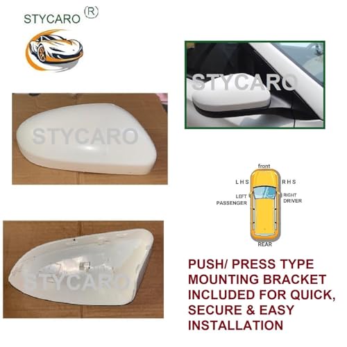Image of (RIGHT DRIVER SIDE) ORVM Side Mirror Cover Skull Cap (WITHOUT /NO INDICATOR CUT TYPE) for Hyundai i20 Elite /Active 2015-2019 | UNPAINTED Mirror Housing Cover