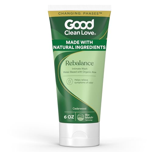 Good-Clean-Love-Rebalance-Intimate-Feminine-Wash-Water-Based-pH-Balanced-Moisturizing-Cleanser-with-Organic-Aloe-Vera-and-Natural-Ingredients-Reduces-Vaginal-Dryness-Odor-Cedarwood-6-Oz Good Clean Love Rebalance Intimate Feminine Wash, Water Based pH-Balanced & Moisturizing Cleanser with Organic Aloe Vera and Natural Ingredients, Reduces Vaginal Dryness & Odor, Cedarwood, 6 Oz - Image 1