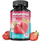 Melatonin Tablets - 10 mg Dietary Supplement - Strawberry Flavored - 200 Vegan Tablets - by NextGenU