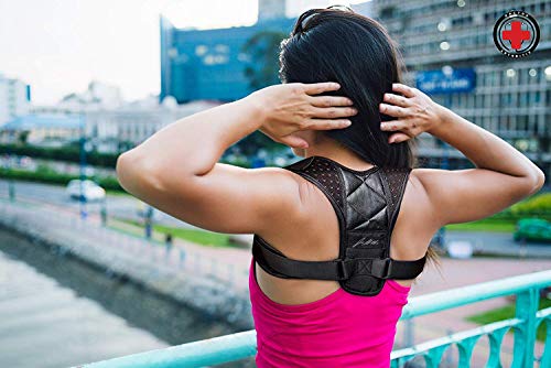 Dr. Arthritis Doctor Developed Posture Support/Posture Correct/Stabilizer/Back Brace & Handbook - Fully Adjustable for Upper & Lower Back Pain. Suitable for Men & Women (Black, L)