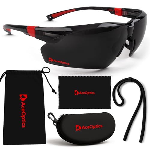 Aceoptics Safety Sunglasses for Men – Black & Red Tinted Shooting Glasses with...