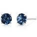 14 Karat White Gold Round Cut 2.00 Carats London Blue Topaz Stud Earrings