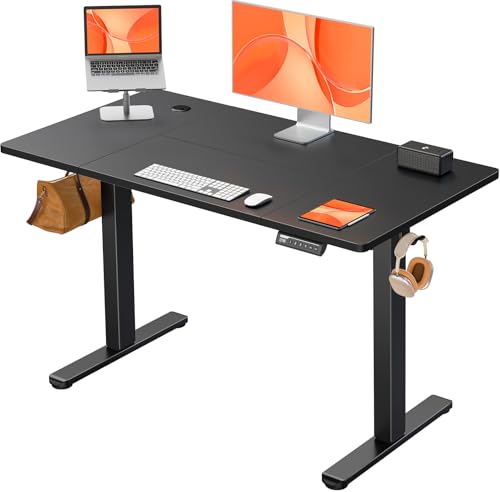 ErGear Escritorio Elevable Eléctrico, Mesa de Trabajo Ajustable en Altura, Mesa de Oficina en Casa con Tablero Ensamblado, 120 x 60 cm, Estilo Moderno, Ideal para Trabajo, Redacción y Juegos