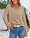 BTFBM Sweaters for Women 2025 Fall Fashion Crew Neck Long Sleeve Ribbed Knit Oversized Pullover Casual Loose Fit Tops(Khaki, Small)
