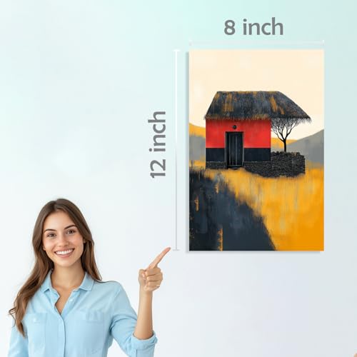 Image of SiddArtify Abstract Landscape Wall Art Prints Set - Colorful Poster Decor for Living Room Bedroom Office - 8x12 Sticker Pack of 6