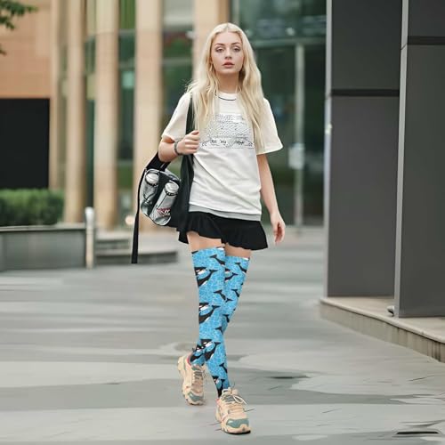 Image of Orca Killer Whale Women's Thigh High Socks Long Over Knee Socks Thick Leg Warm Boot Stockings