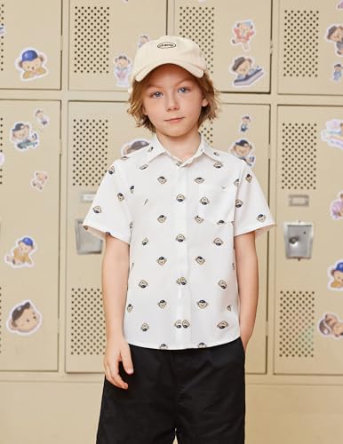 Image of Arshiner Boys Short Sleeve Dress Shirts Solid Button Down Shirts | formal Uniform School Shirt, for 4-12 Years, Hidden Buttons, with Chest Pocket, Regular Fit, Summer Tee top for Kids