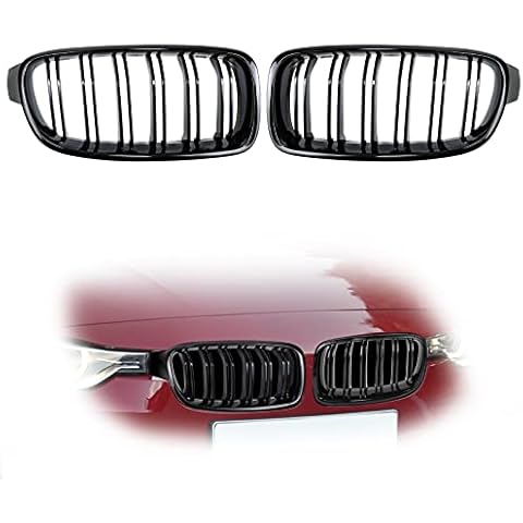 AUFER Front Kidney Bumper Grille Hood Radiator Grilles Racing Front Sport Grill Double Slats Glossy Black Compatible With For 3 Series F30 F31 F35 320i 328i 328d 330i 335i 2012-2018 Cover