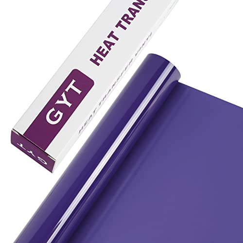 GYT Heat Transfer Vinyl Roll - Purple HTV Vinyl Adhesive Glossy Iron on Vinyl for T Shirt (Purple 12inch x 7 feet)