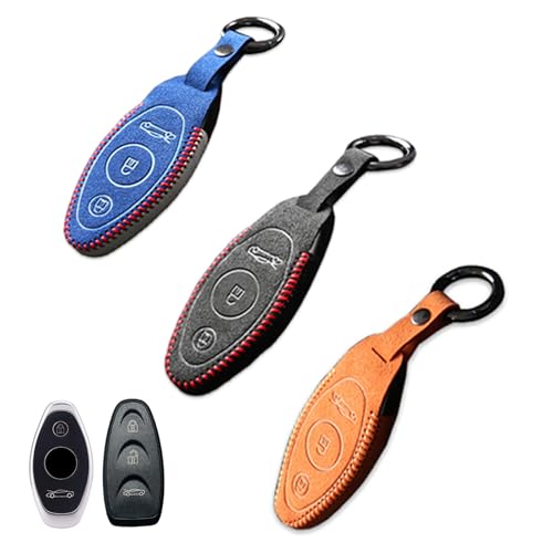Custom Deluxe Suede Leather Key Fob Cover Case Shell Compatible