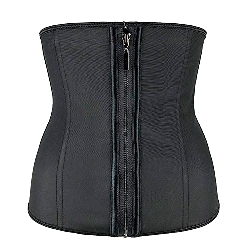 HXSZWJJ Corset Body Shaper Latex Waist Trainer Zipper Underbust Weight Loss Slimming Shapewear Belt Women (Color : Black, Size : 2XS.)