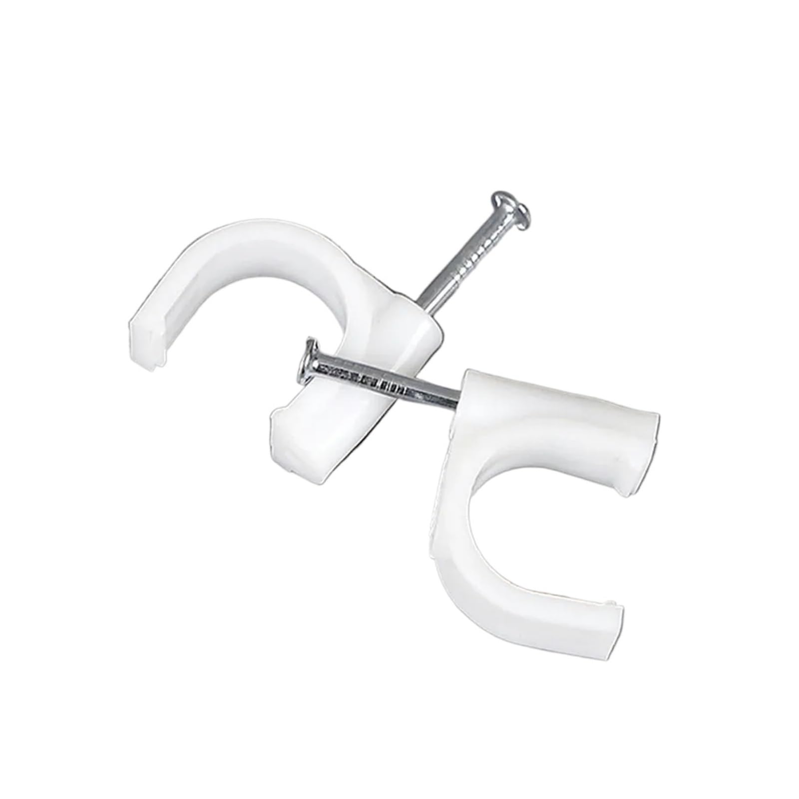 Eefpxwtz White Nailed Pipe Clamp， Cable Nail Clips Plastic Steel Management 3-10Mm Pack Of 100(Diameter 4Mm)