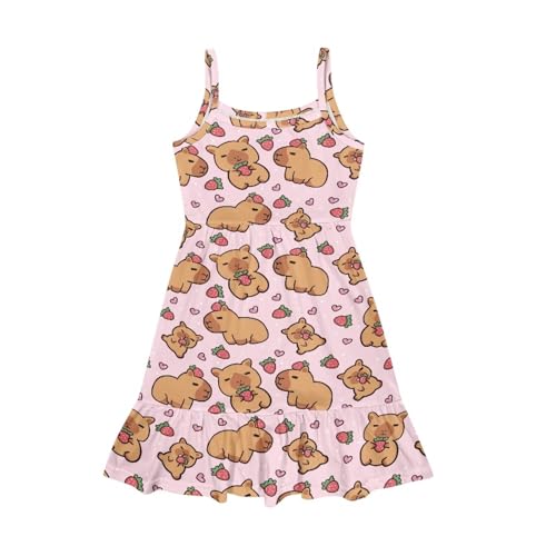 Girls Summer Dress 3-14 Y Kids Casual Spaghetti Strap Tiered Midi Dresses Cute Twirly Skater Party Sundress4