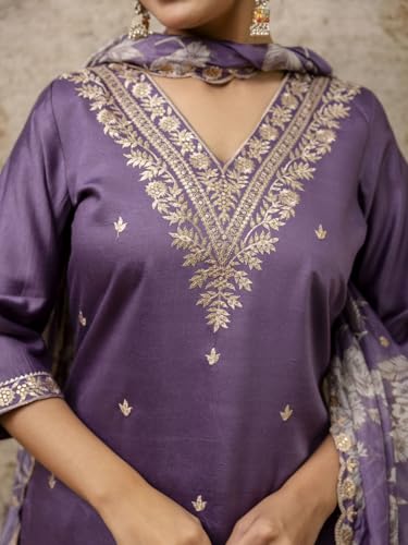 Image of VredeVogel Kurta Set with Dupatta | Embroidered Viscose Rayon Kurta Pant Set for Women | Women's Ethnic Casual Kurti Set